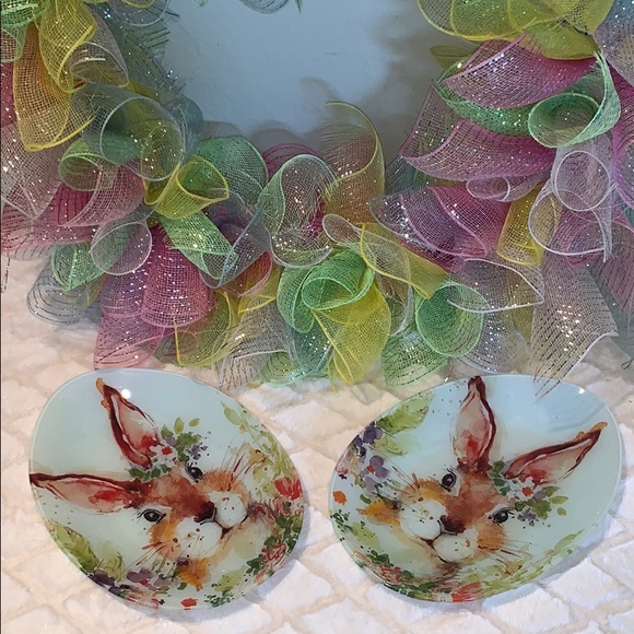 BEAUTIFUL OVAL PLATTER W RABBIT & FLOWERS (1 PLAT) - Picture 4 of 6